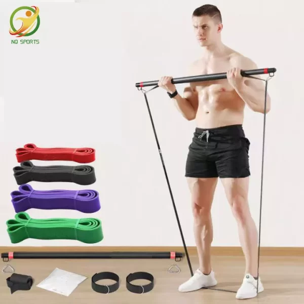 Portable Pilates Stick Kit Rubber Band pilates bar kit with long resistance bands