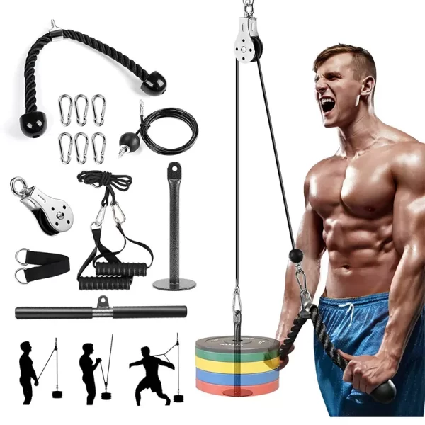 Exercise pulley system with Loading Pin Arm Muscle Strength Fitness Equipment